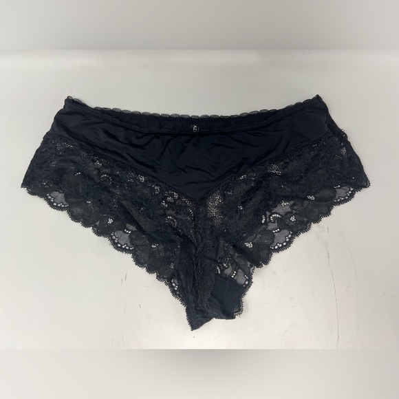 Adore Me Solid Black Stretch Floral Lace T-Back Front Closure Bra 36C - Picture 7 of 10